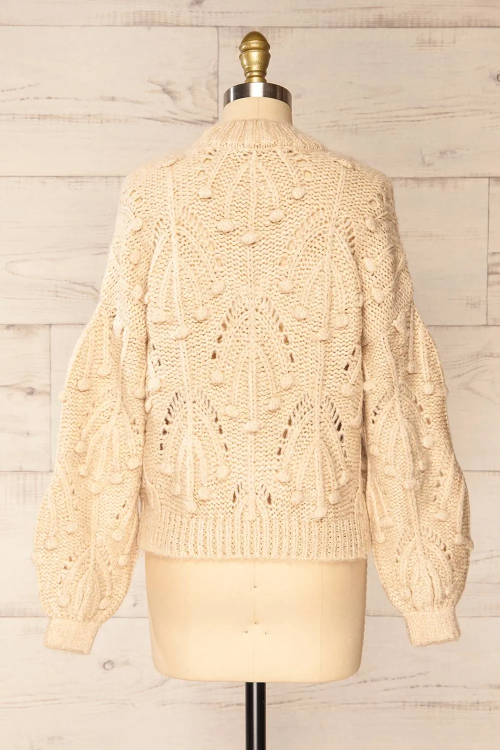 Ouardia Beige | Chunky Knit Open-Work Sweater