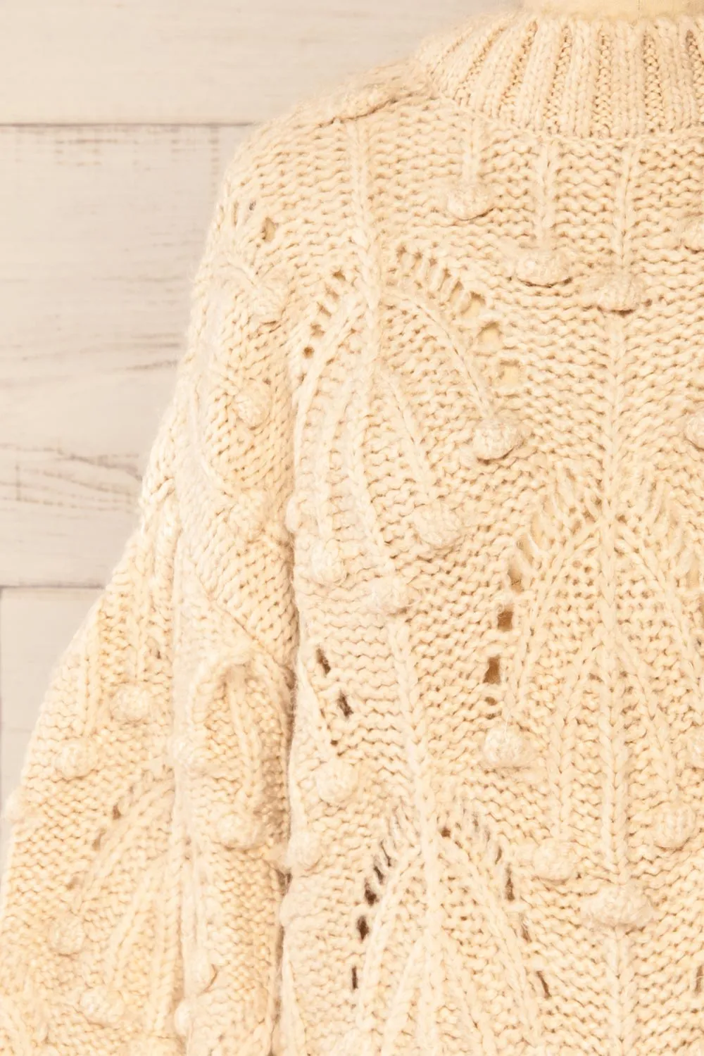 Ouardia Beige | Chunky Knit Open-Work Sweater