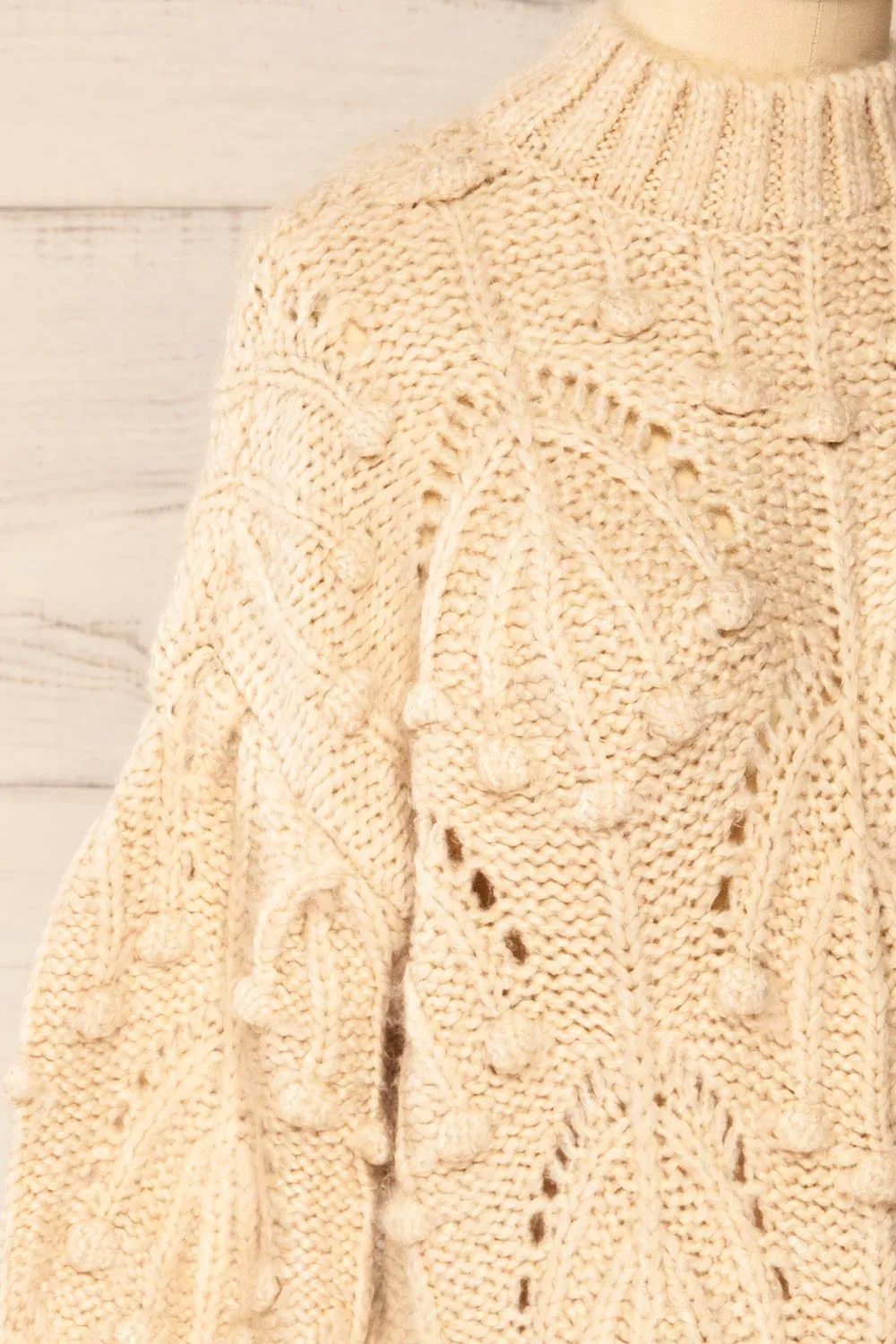 Ouardia Beige | Chunky Knit Open-Work Sweater