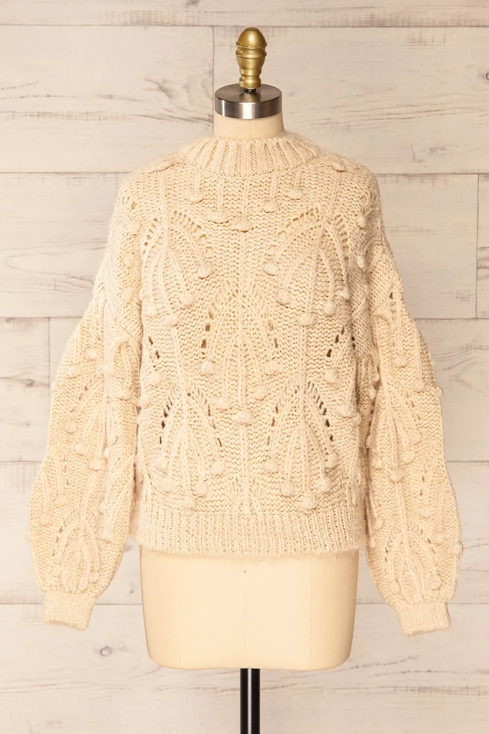 Ouardia Beige | Chunky Knit Open-Work Sweater