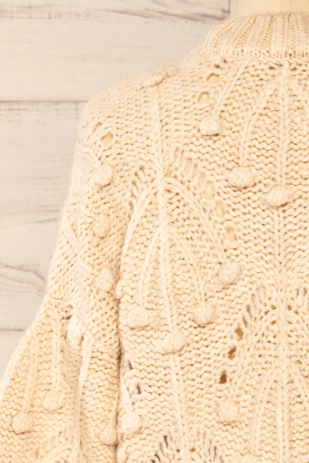 Ouardia Beige | Chunky Knit Open-Work Sweater