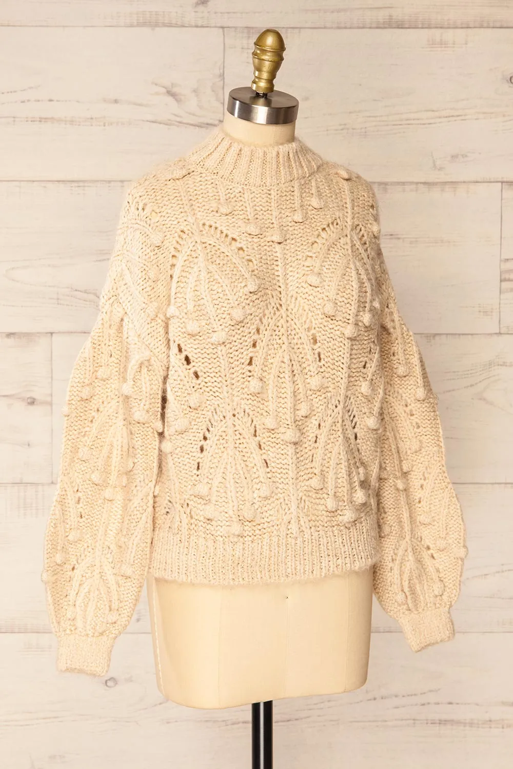 Ouardia Beige | Chunky Knit Open-Work Sweater