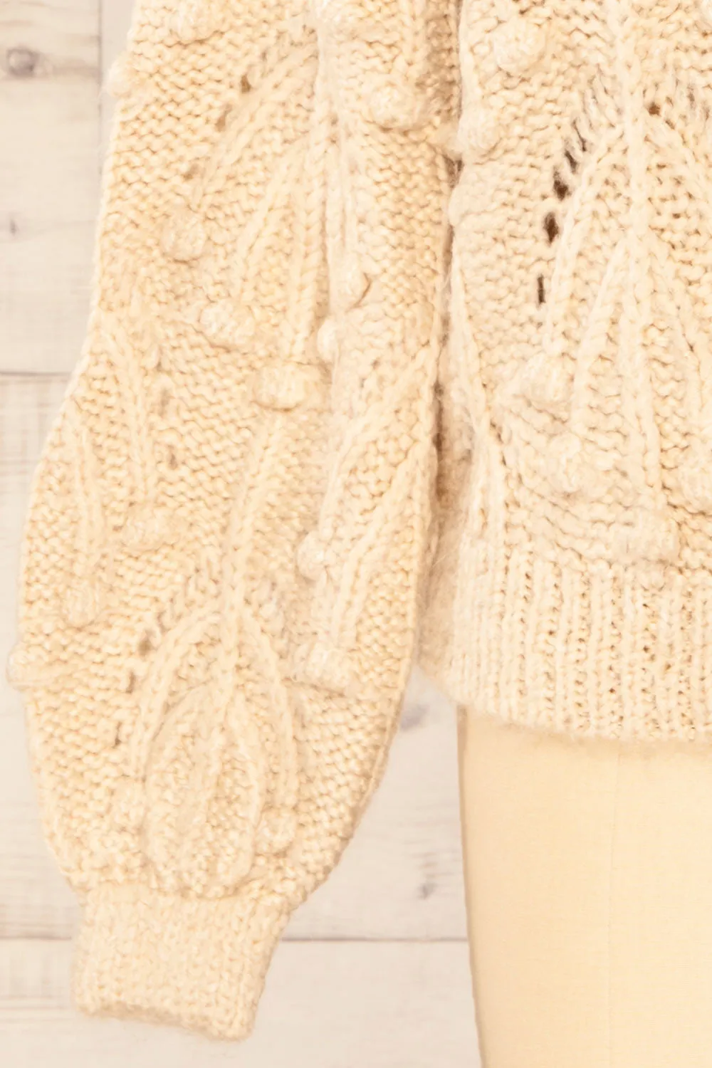 Ouardia Beige | Chunky Knit Open-Work Sweater