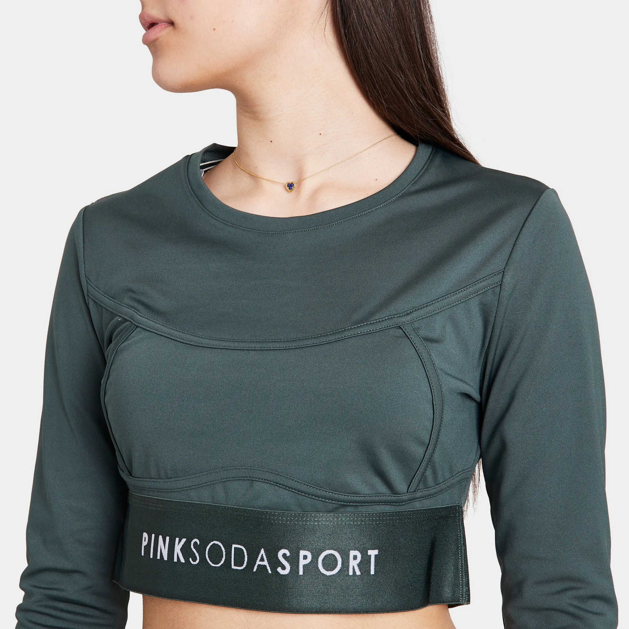 Pink Soda Contour Long Sleeve Fitness Top / Deep Forest