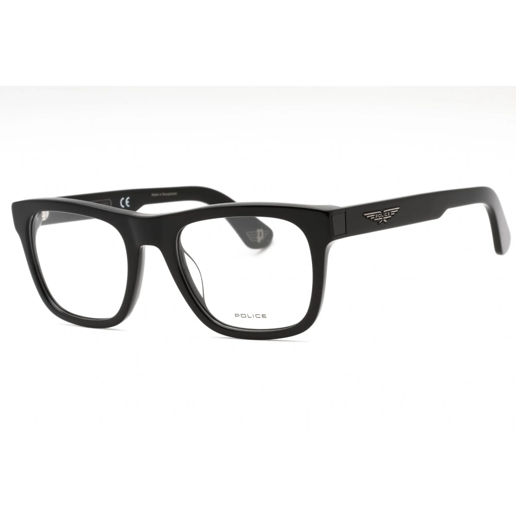 Police Men's Eyeglasses - Black Plastic Square Shape Frame Clear Lens | VPLE37N 0700