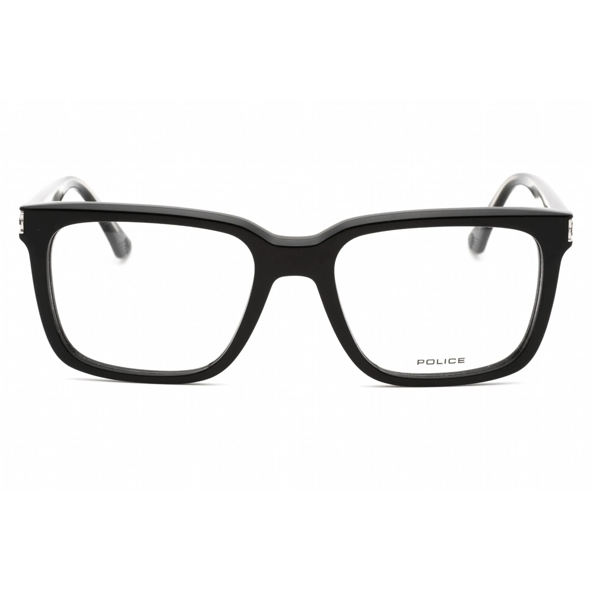 Police Men's Eyeglasses - Shiny Black Acetate Square Frame Clear Lens | VPLF03N 700Y