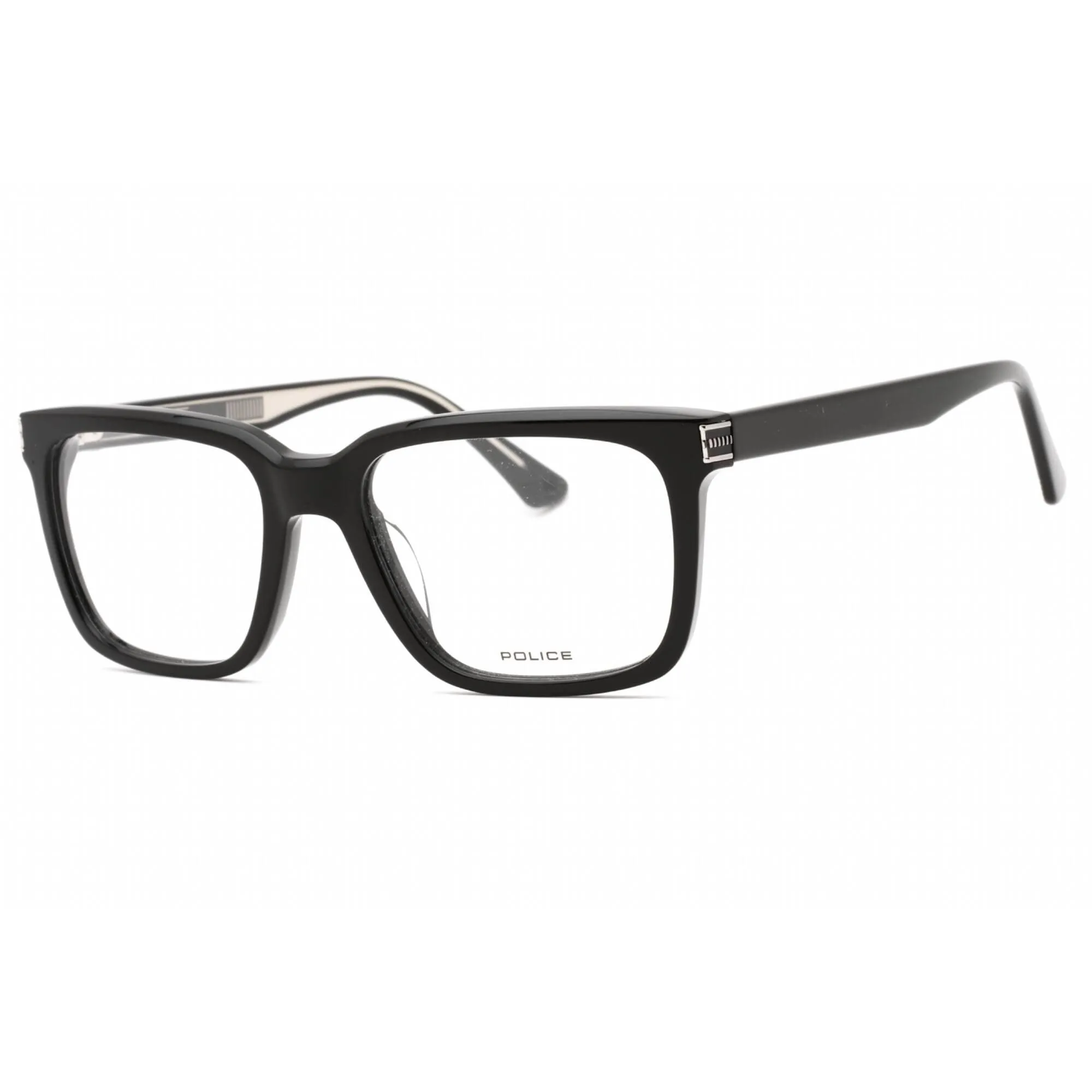 Police Men's Eyeglasses - Shiny Black Acetate Square Frame Clear Lens | VPLF03N 700Y