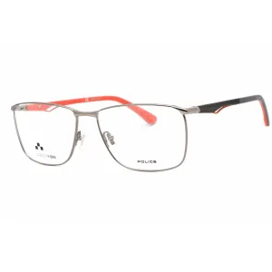 Police Men's Eyeglasses - Shiny Gunmetal Metal Square Frame Clear Lens | VPLF06 0509