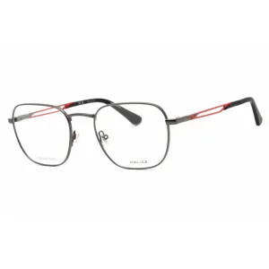 Police Men's Eyeglasses - Shiny Gunmetal Square Frame Clear Demo Lens | VPLF08 0568