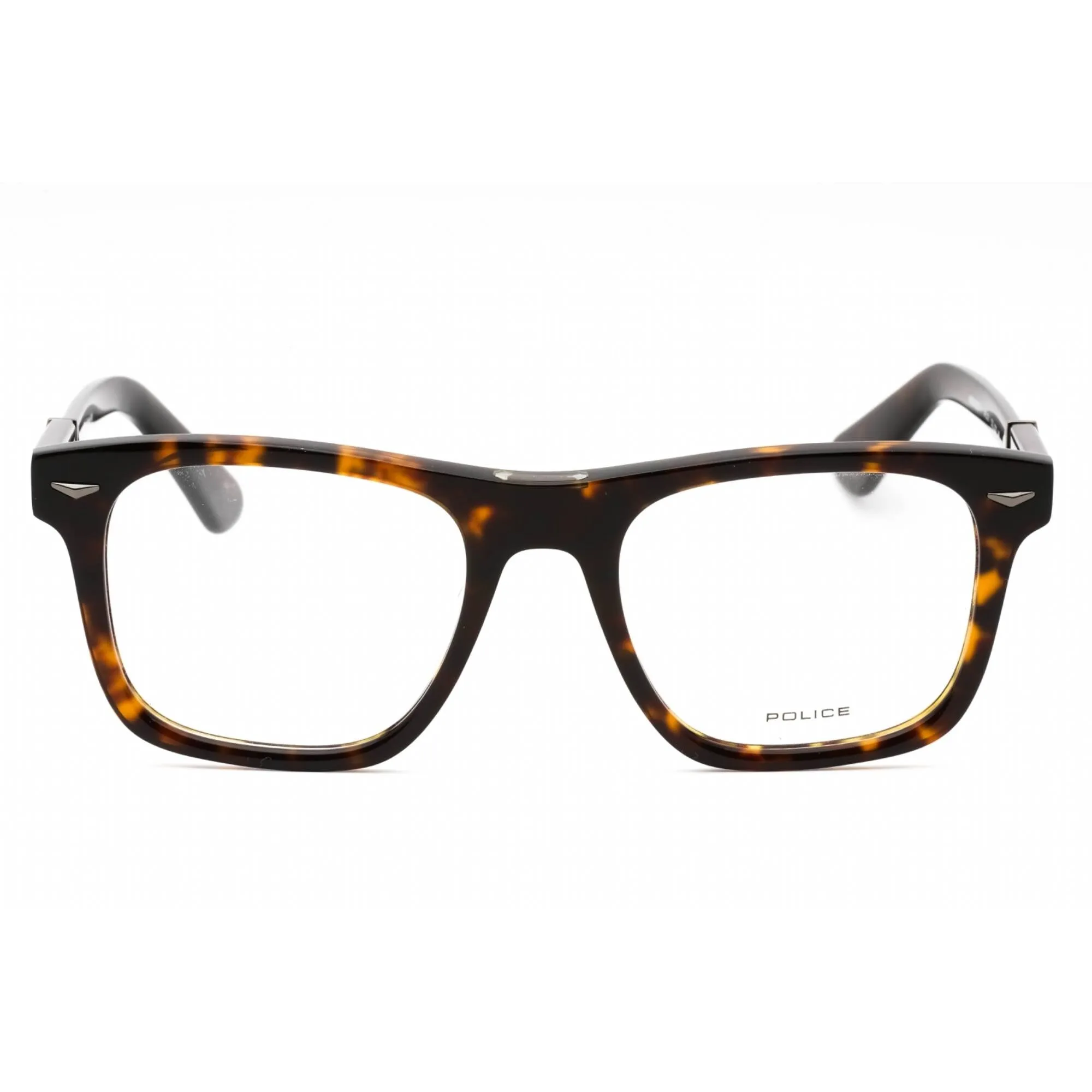 Police Men's Eyeglasses - Shiny Havana Acetate Square Full Rim Frame | VPLL72M 0722