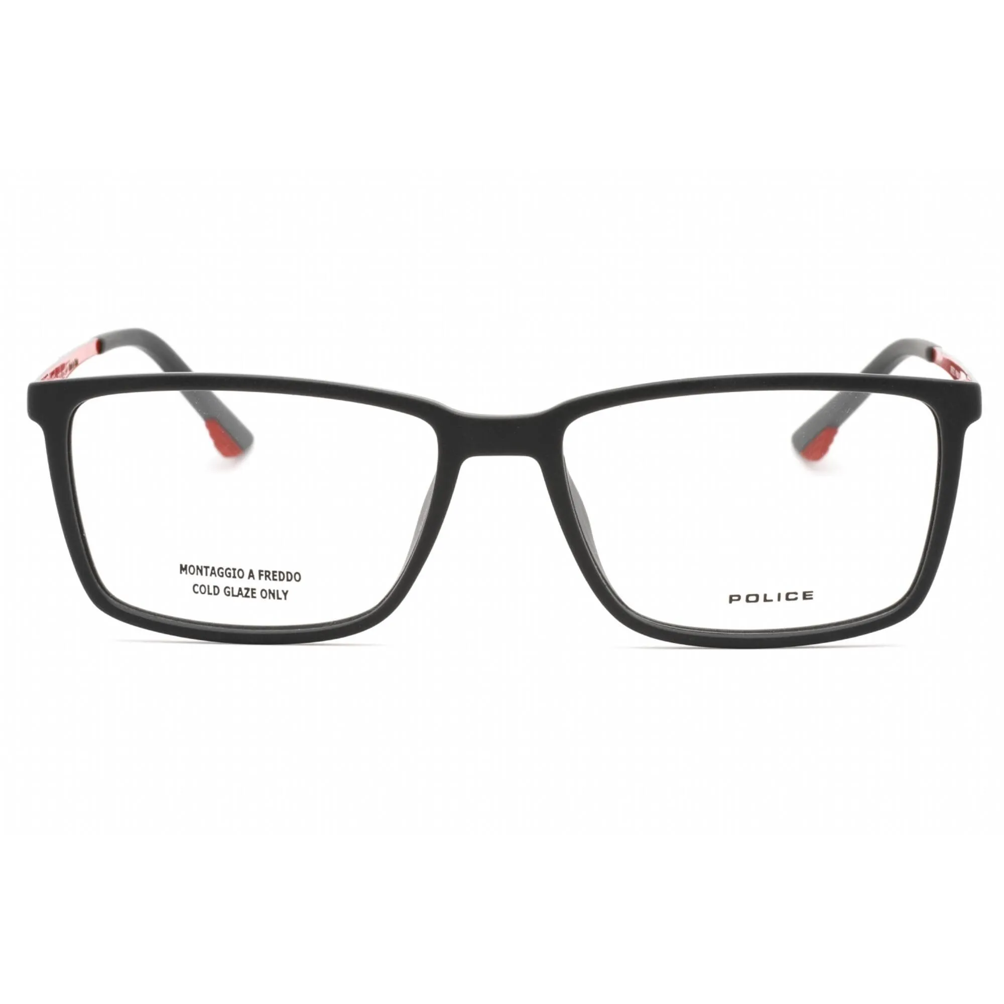 Police Men's Eyeglasses - Shiny Red Injected Propionate Rectangular | VPL949 0R43