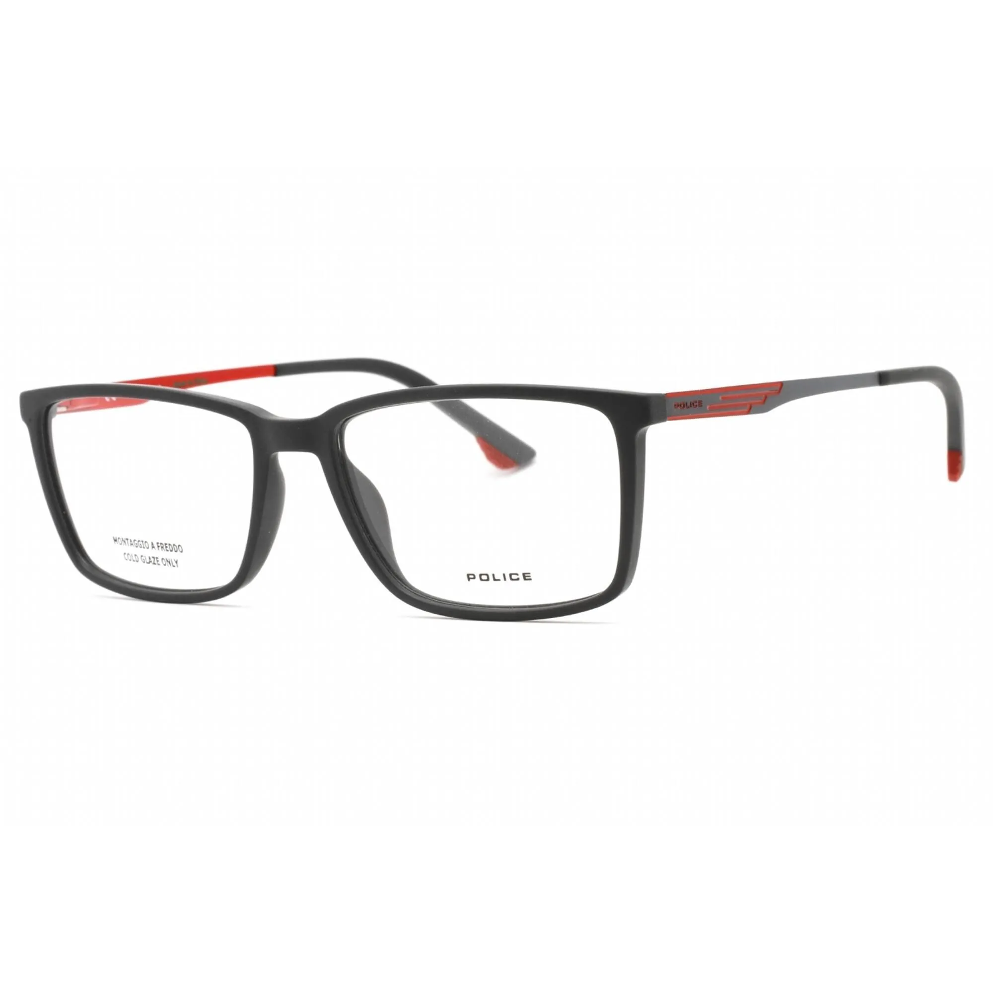 Police Men's Eyeglasses - Shiny Red Injected Propionate Rectangular | VPL949 0R43