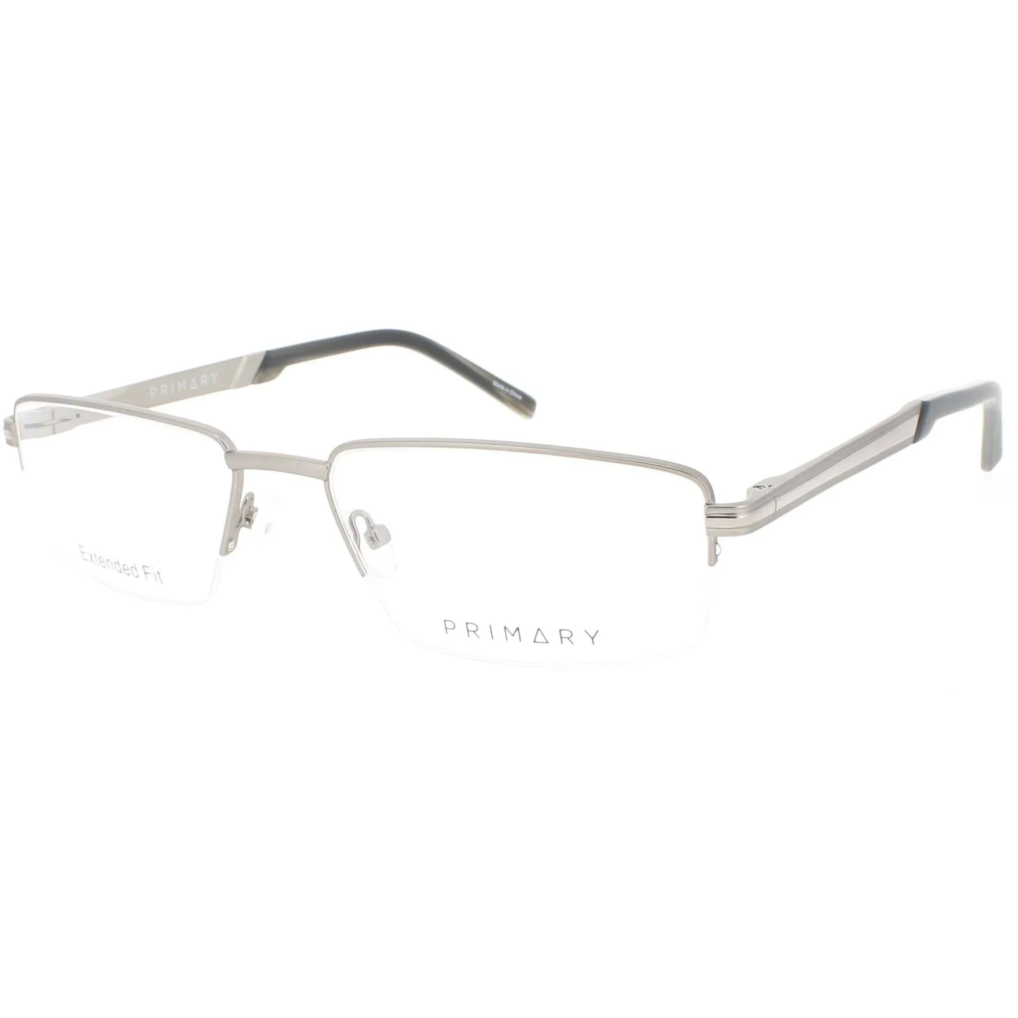 Primary Men's Eyeglasses - Demo Lens Metal Rectangular Half Rim Frame | 1137 GUNMETAL