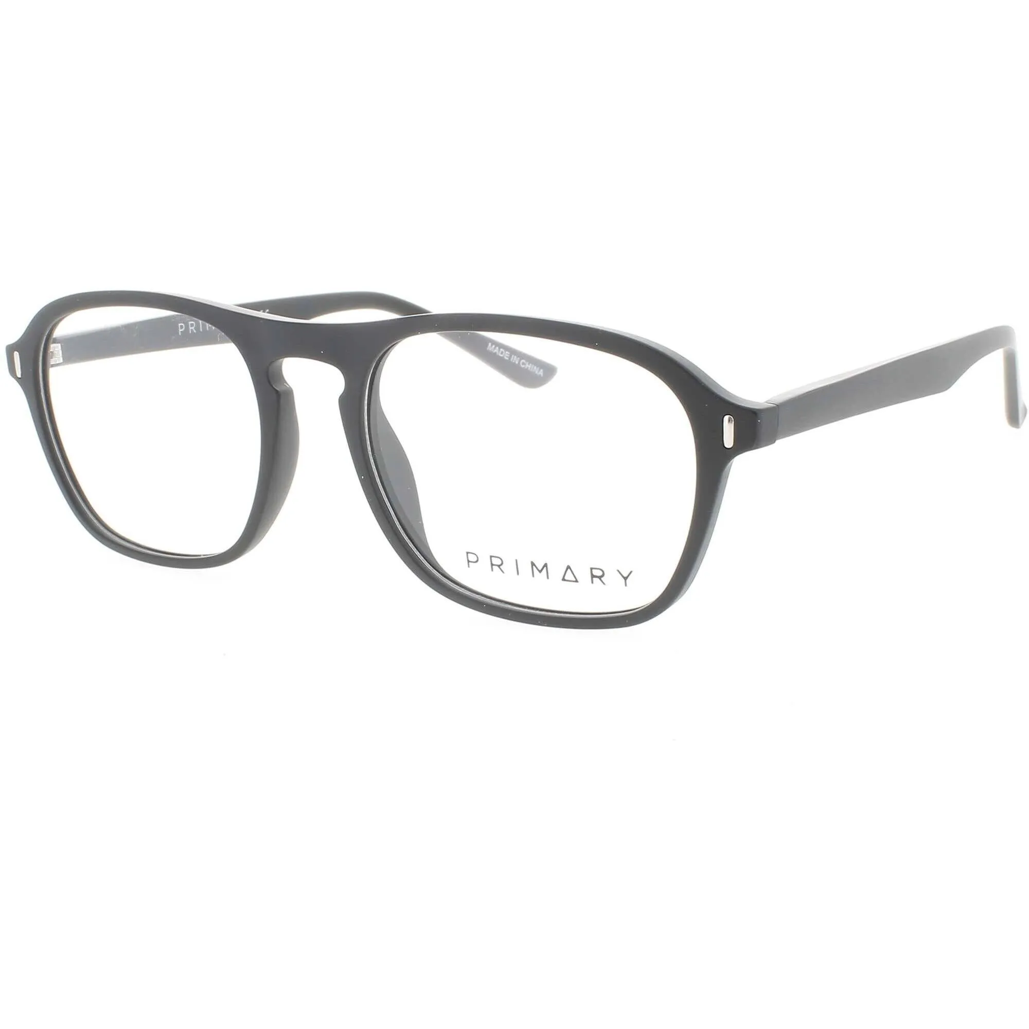 Primary Men's Eyeglasses - Demo Lens Plastic Navigator Full Rim Frame | PN501 BLACK