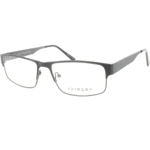 Primary Men's Eyeglasses - Demo Lens Rectangular Full Rim Frame | PN123 BLACK/L. GUN