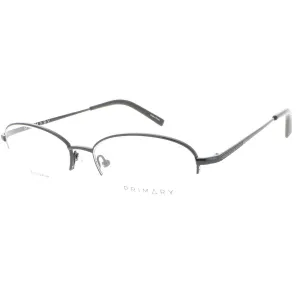 Primary Men's Eyeglasses - Demo Lens Titanium Oval Shape Half Rim Frame | Pt106 Black