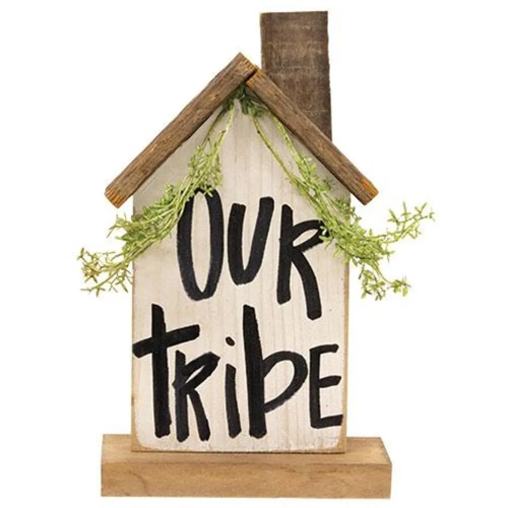 *"Our Tribe" Wooden Farmhouse on Base
