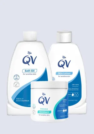 QV BUNDLE Bath Oil. Skin Lotion Moisturiser & Intensive Ointment