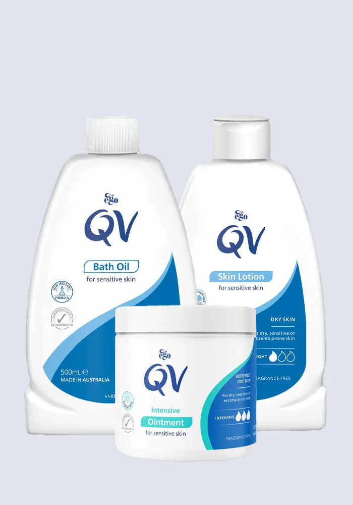 QV BUNDLE Bath Oil. Skin Lotion Moisturiser & Intensive Ointment