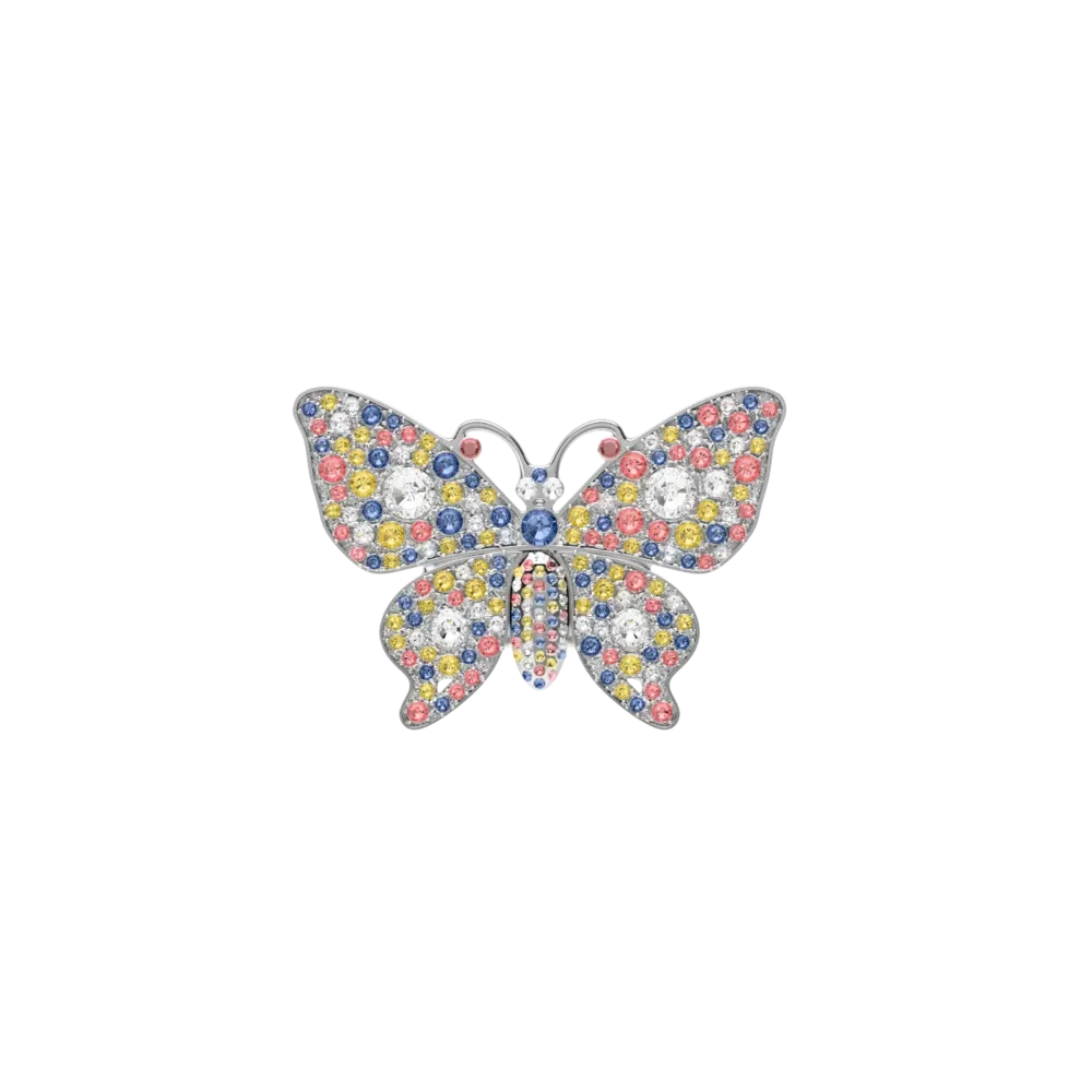 Rhinestone Butterfly Silver Multi Toe Clip