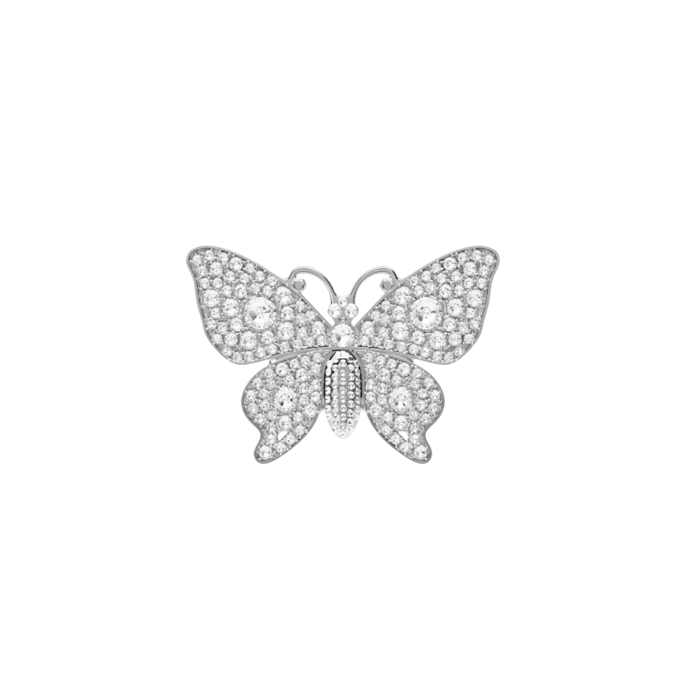 Rhinestone Butterfly Silver Toe Clip