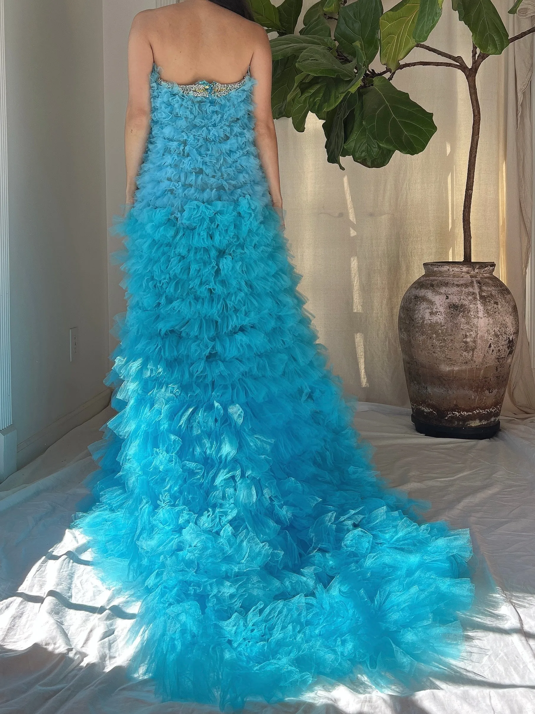Ruffle Ombre Tulle Hi-Low Gown/Skirt - S-M