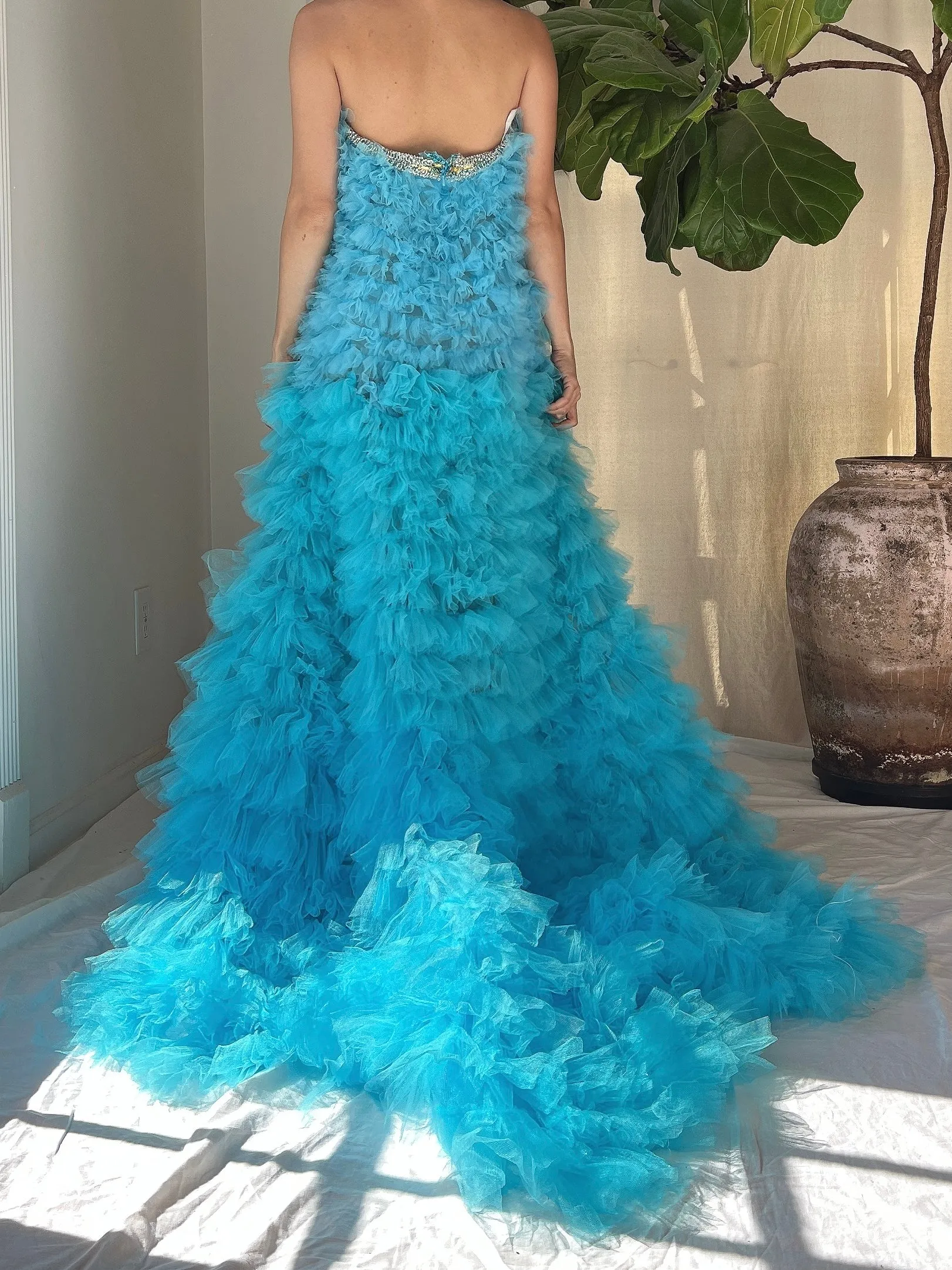 Ruffle Ombre Tulle Hi-Low Gown/Skirt - S-M