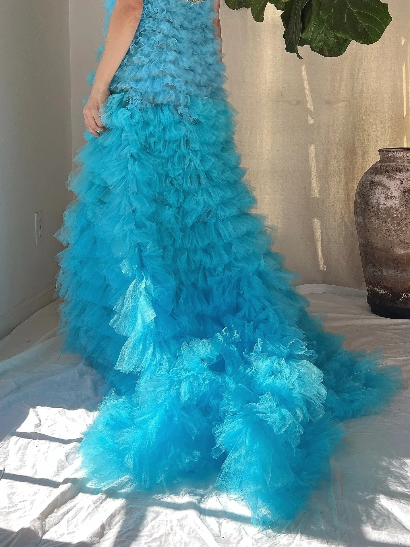 Ruffle Ombre Tulle Hi-Low Gown/Skirt - S-M