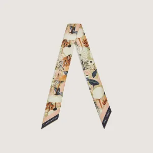 Silk Skinny Scarf - Autumn Floral Print
