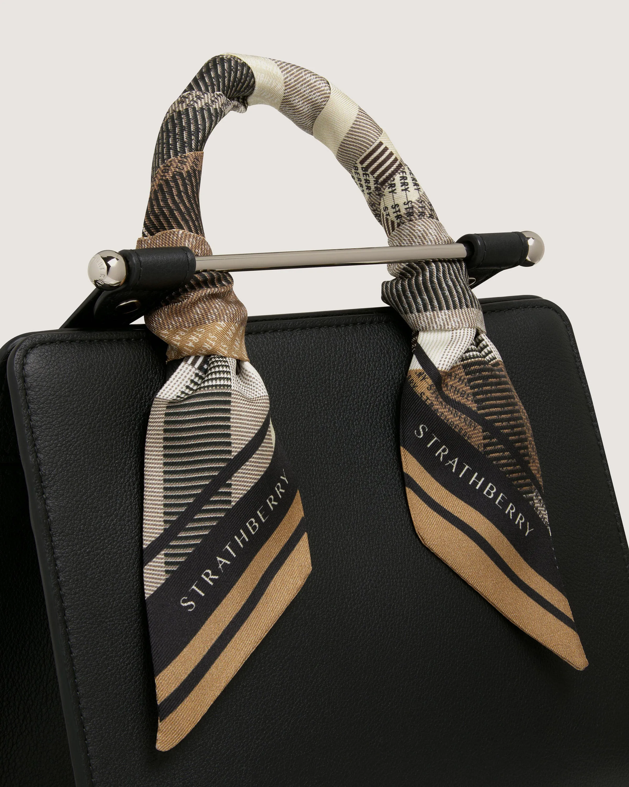 Silk Skinny Scarf - Mushroom Tartan Print