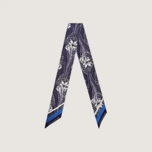 Silk Skinny Scarf - Wallpaper Navy/Vanilla
