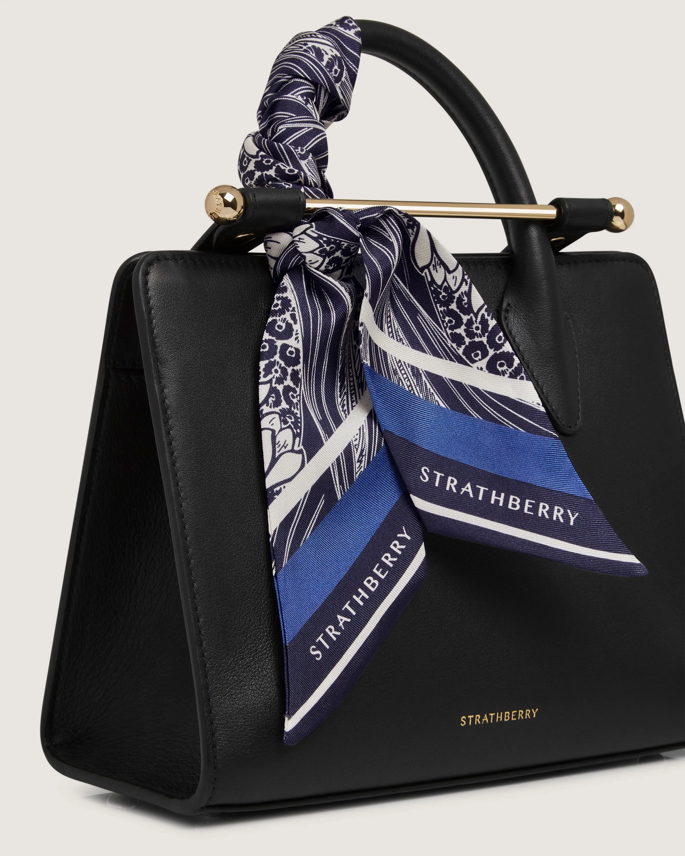Silk Skinny Scarf - Wallpaper Navy/Vanilla