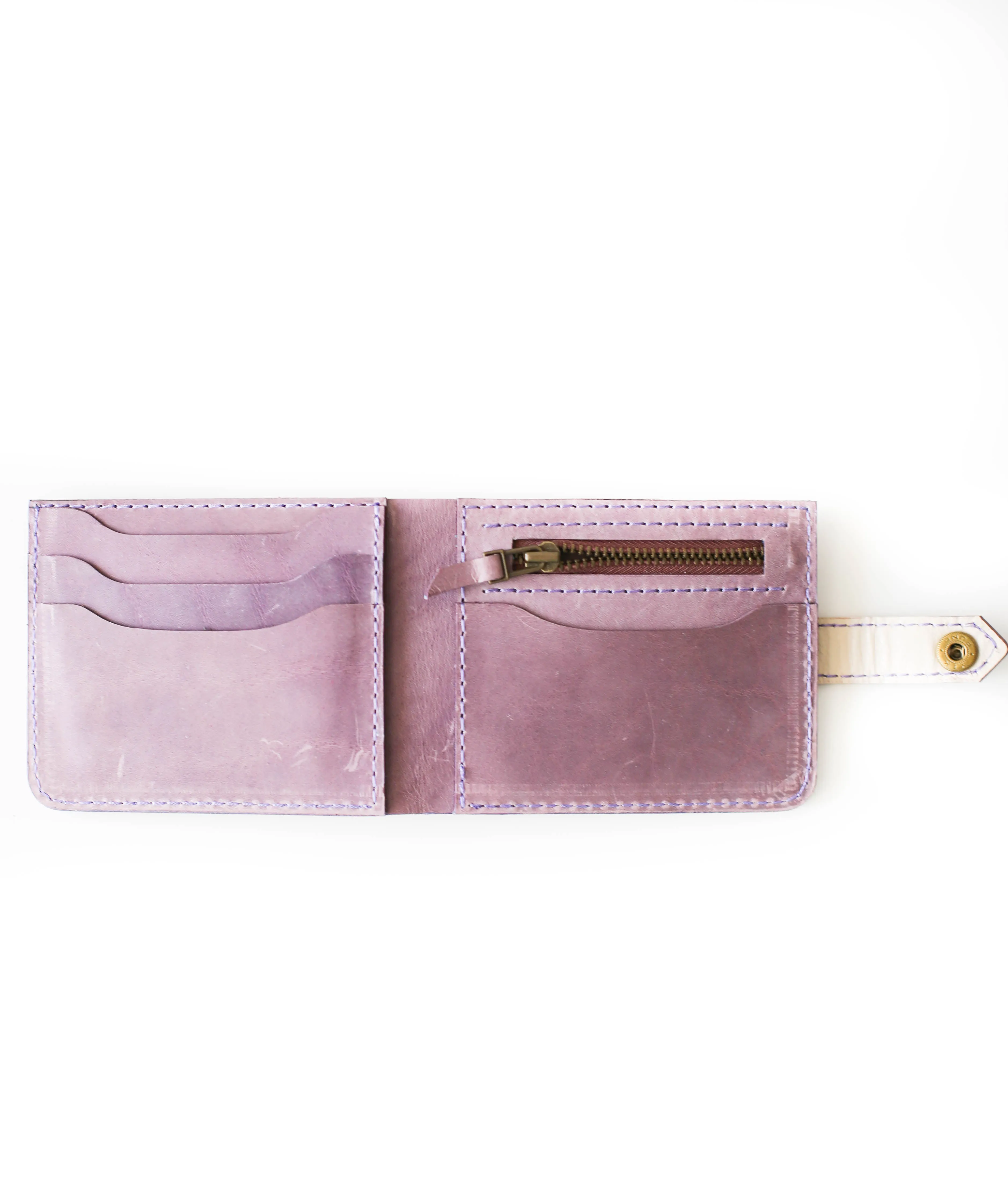 Small Bifold leather Wallet - Lilac