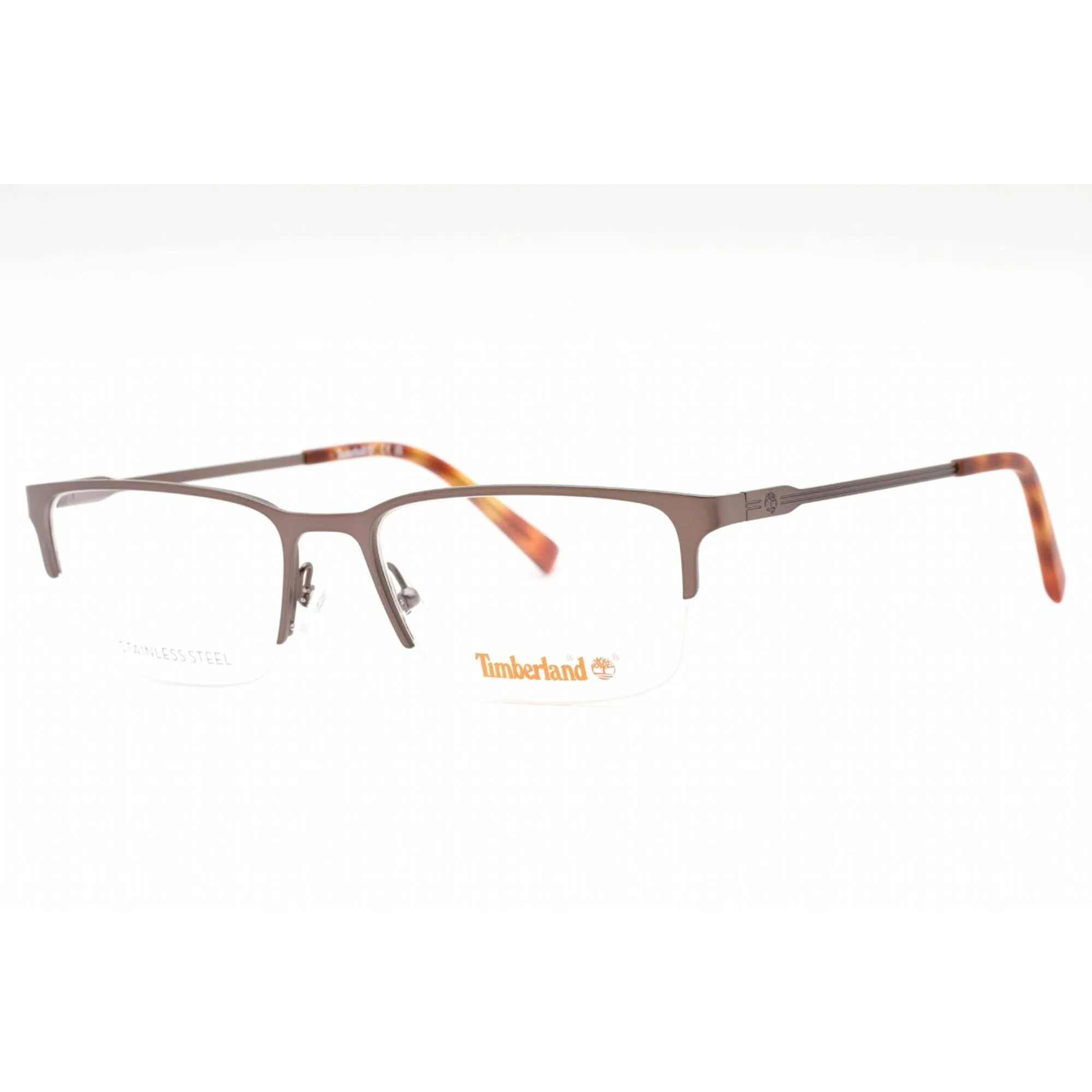Timberland Men's Eyeglasses - Matte Dark Ruthenium Metal Half Rim Frame | TB1799 013