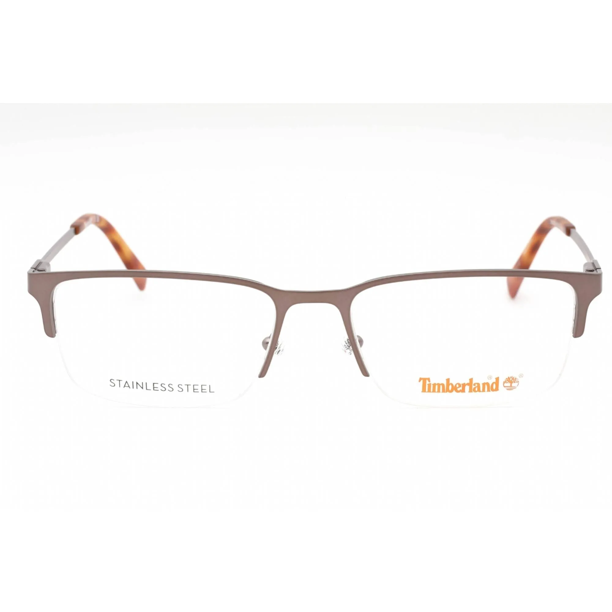 Timberland Men's Eyeglasses - Matte Dark Ruthenium Metal Half Rim Frame | TB1799 013