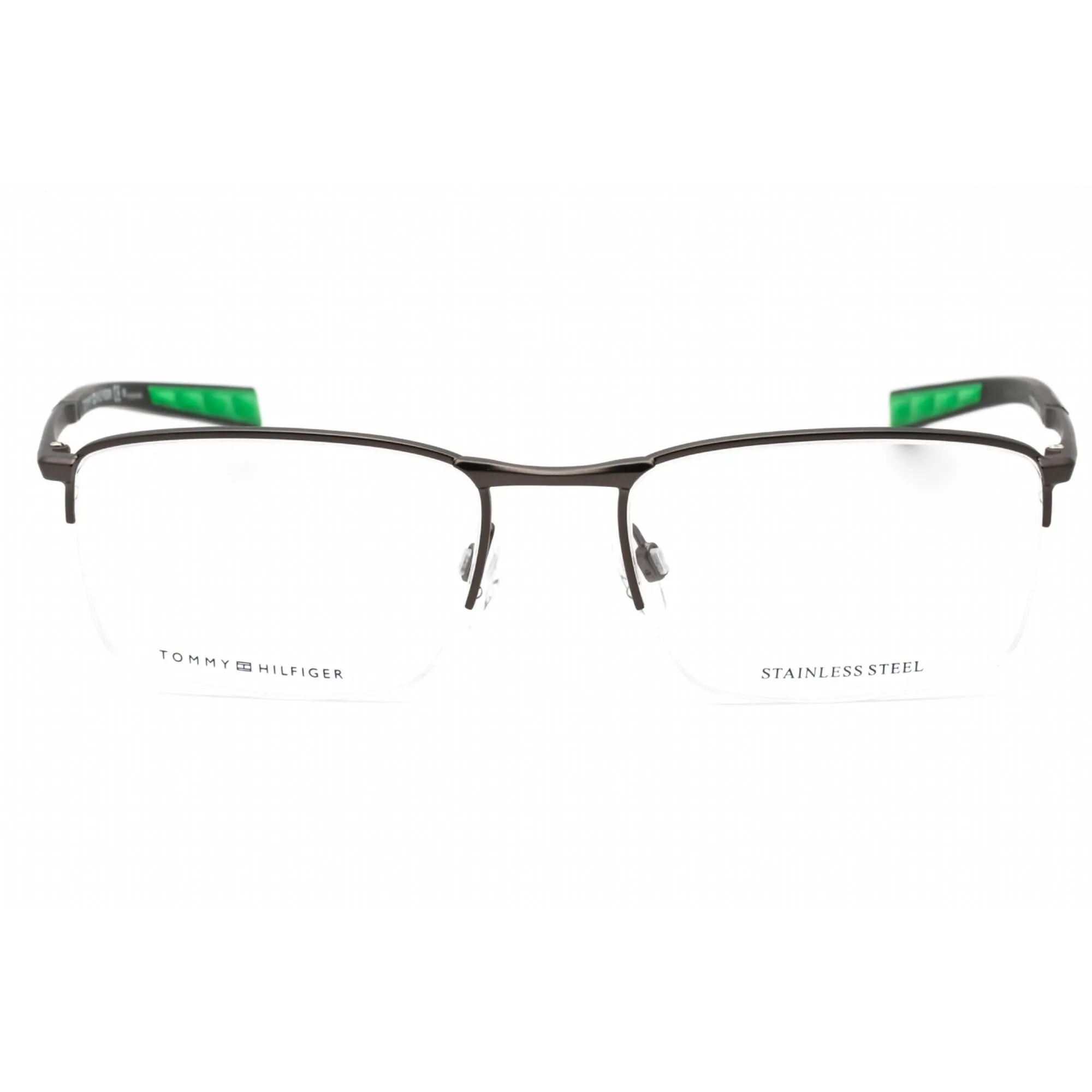 Tommy Hilfiger Men's Eyeglasses - Matte Dark Ruthenium Half Rim | TH 1784 0R80 00