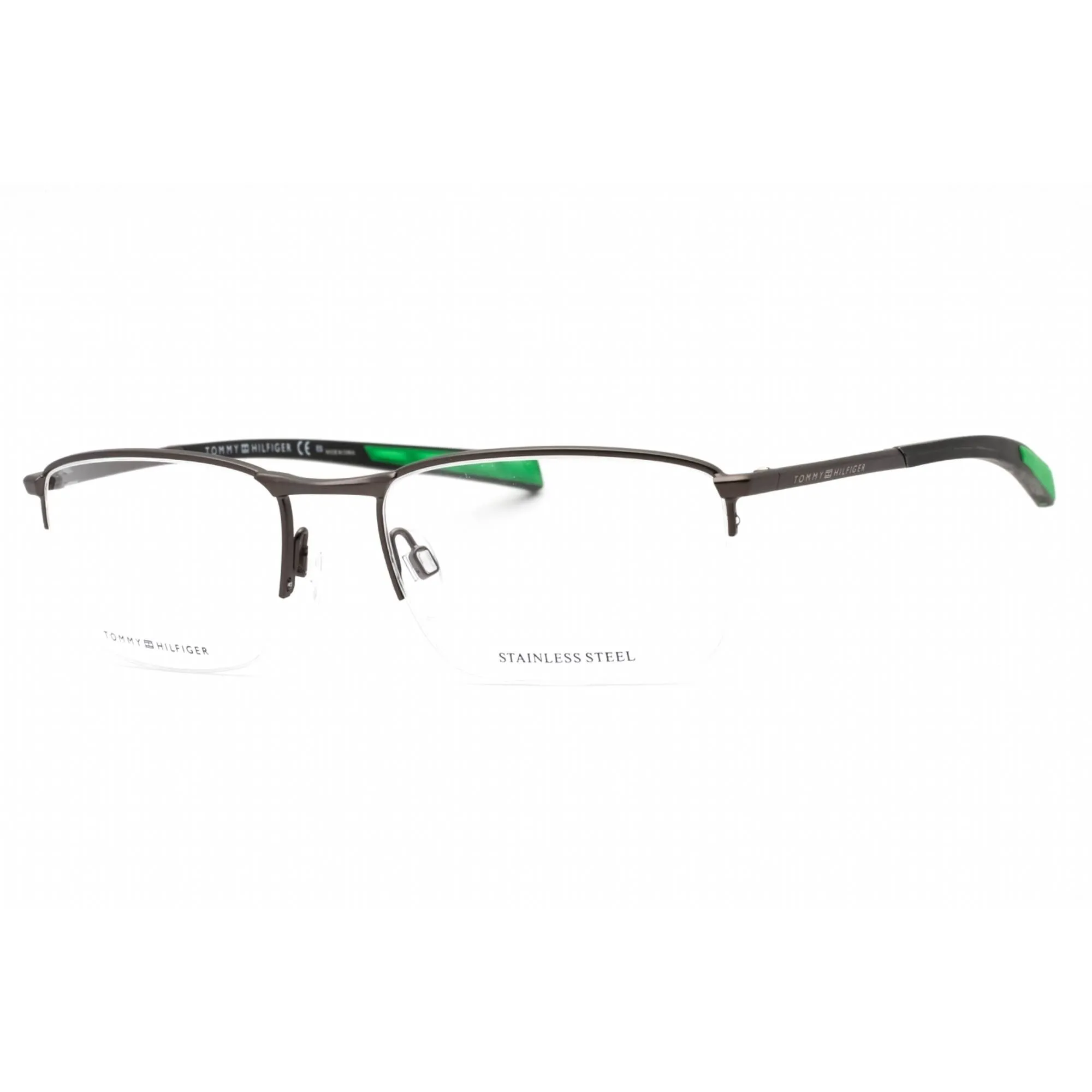 Tommy Hilfiger Men's Eyeglasses - Matte Dark Ruthenium Half Rim | TH 1784 0R80 00
