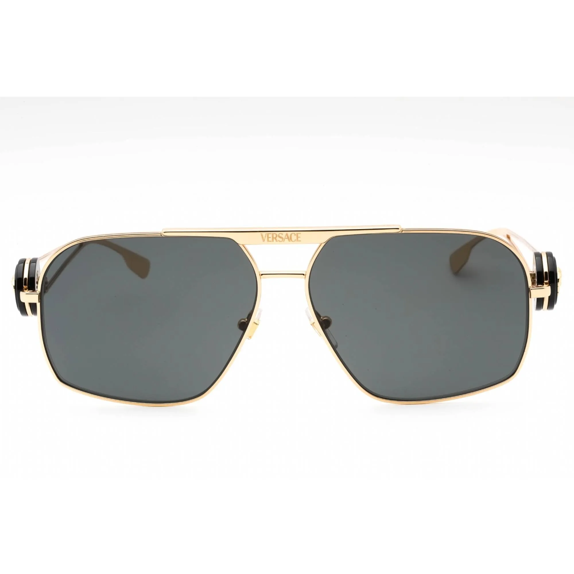 Versace Men's Sunglasses - Gold Metal Full Rim Frame Dark Grey Lens | 0VE2269 100287