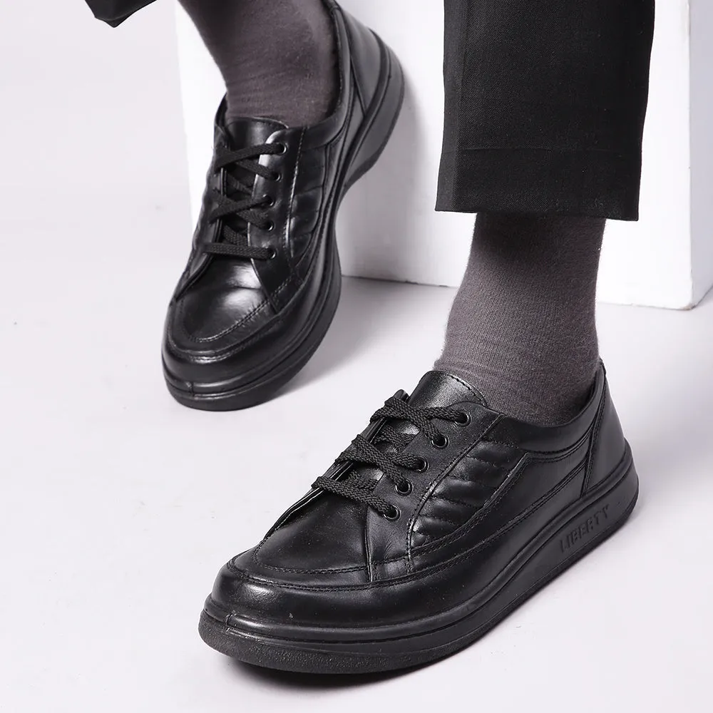 Warrior Black Formal Lacing Shoes For Men 2078-01 By Liberty
