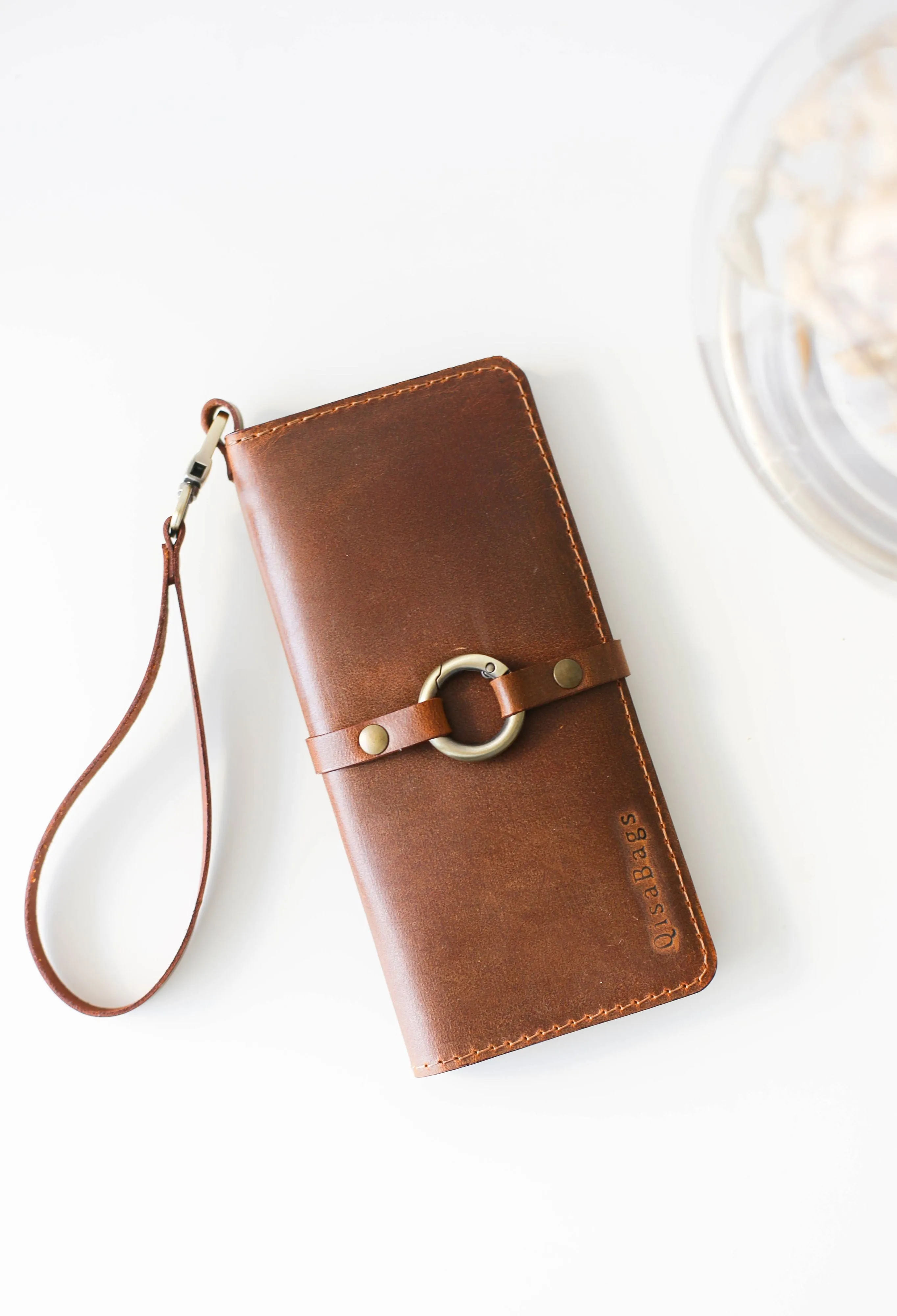 Women's Bifold Coffee Brown Leather Wallet - N01 - Ring Closure